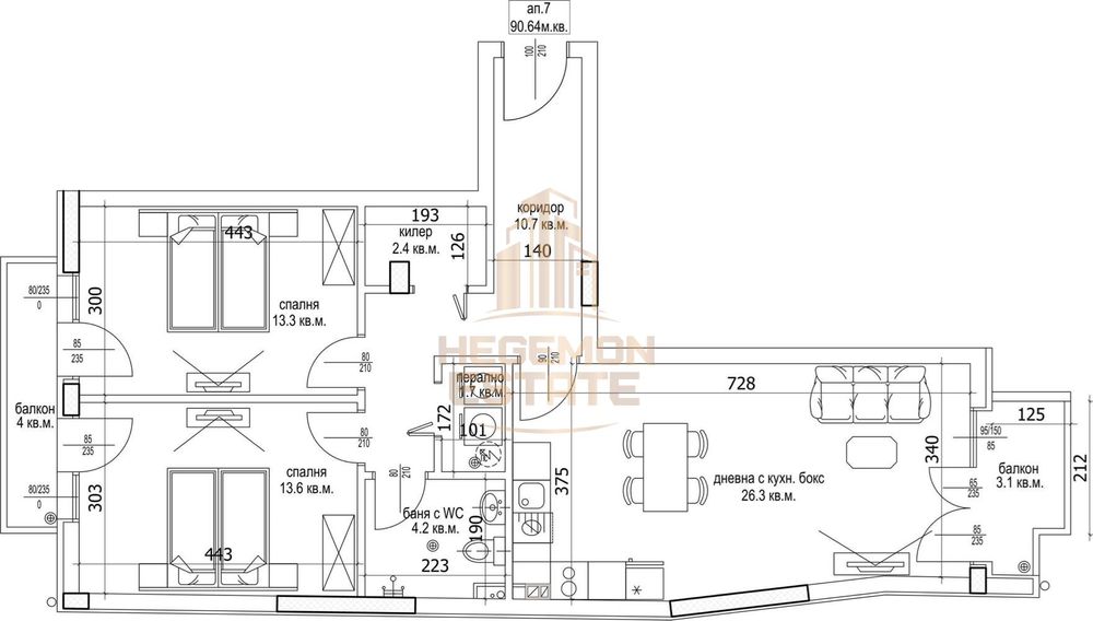 3-стаен в Варна-Цветен площ 104 цена 198000