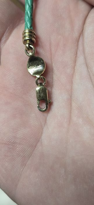 Brățară argint aurit cu piele firmă