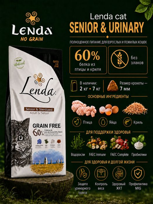 Холистик корм для кошек Lenda Urinary