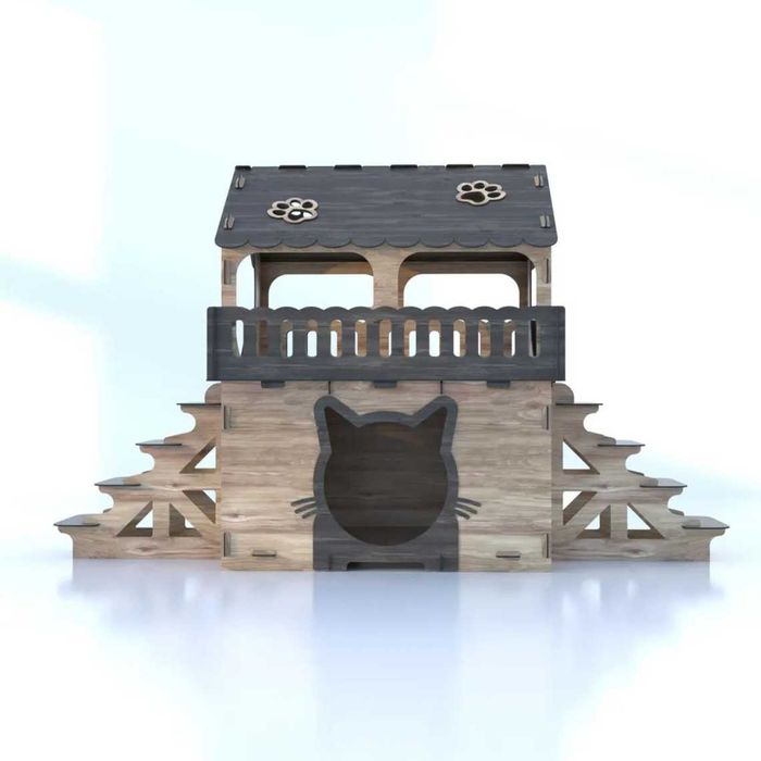 Просторна Многоетажна Къща за Котки – Стилна и Удобна!