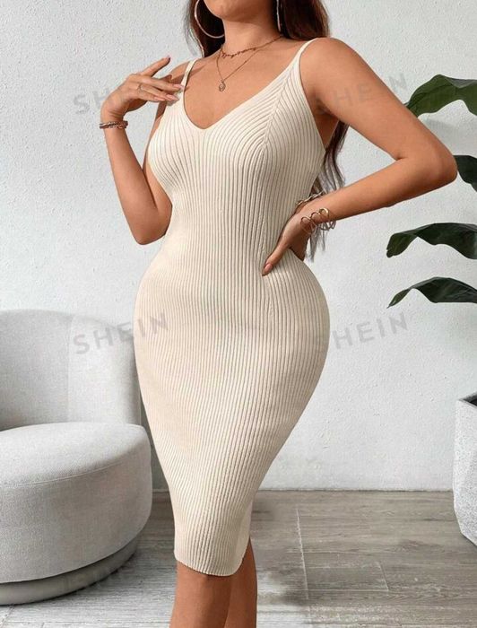 Рипсена рокля, еластична - 1XL, не носена