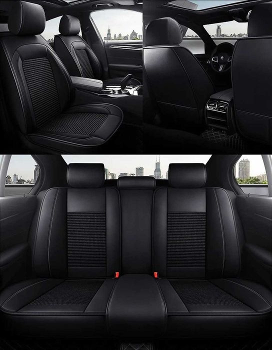 Луксозна универсална автомобилна тапицерия кожа + текстил - различни цветове