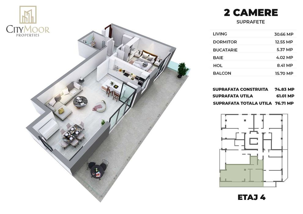 Apartament 2 camere Lux, Nemobilat, ideal Birou - Bd. Decebal