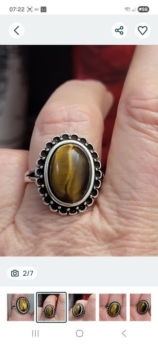 Inel argint piatră naturală ochi de tigru, Nr.7-17.3 mm si nr.8-18.1 mm