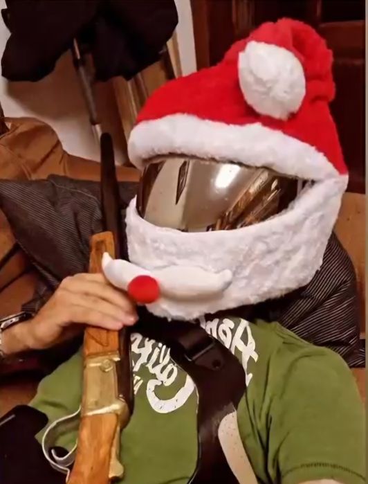 Husa casca moto mos craciun