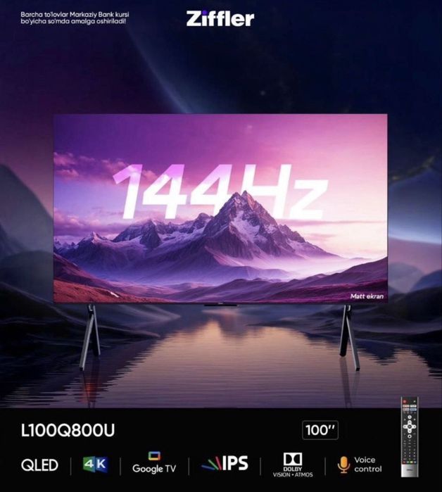 Телевизор Ziffler с диагональю 100  по оптимальным ценам.24/7
Беспла