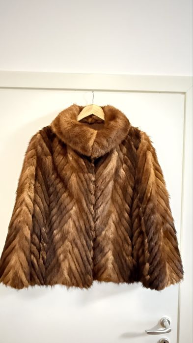 Vand haina blana naturala vizon bej maro M/L
