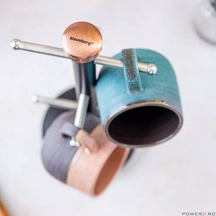 Suport pentru 6 pahare, cesti, negru, Klausberg