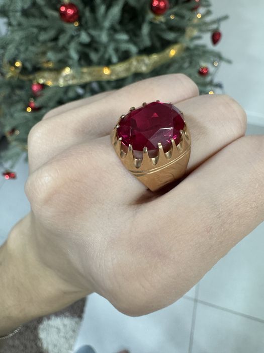 Кольцо золотое с рубином 583 проба