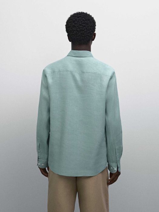 Вталена риза от 100% лен - Massimo Dutti - L