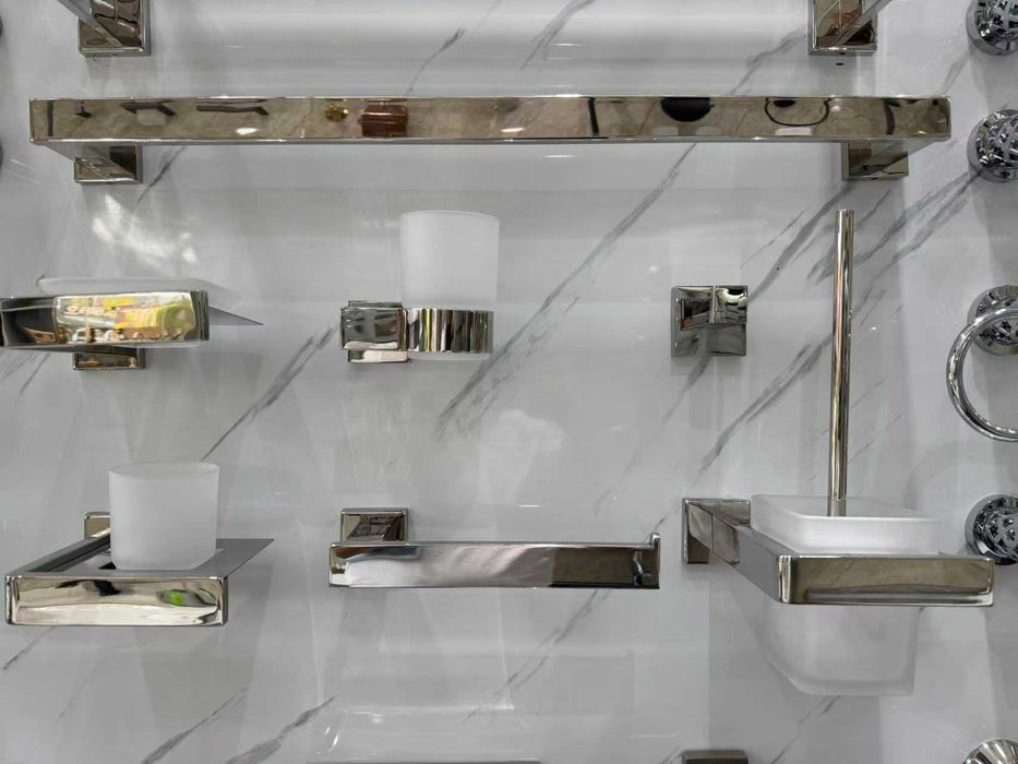 Аксесоари за баня,шкаф огл,сив мат,хром,неръждайма стомана,душ,батерия