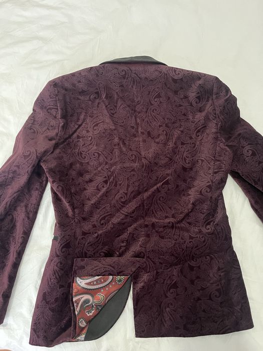 Sacou bărbătesc NEXT vișiniu de catifea slim fit