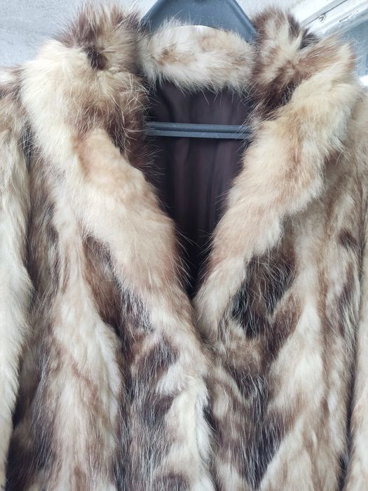 Дамско кожено палто от естествен косъм кожух норка , визон .