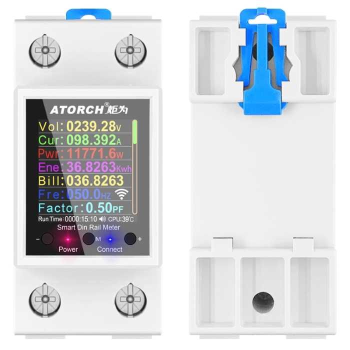 100A Двутарифен контролен WiFi смарт електромер с TFT LCD дисплей