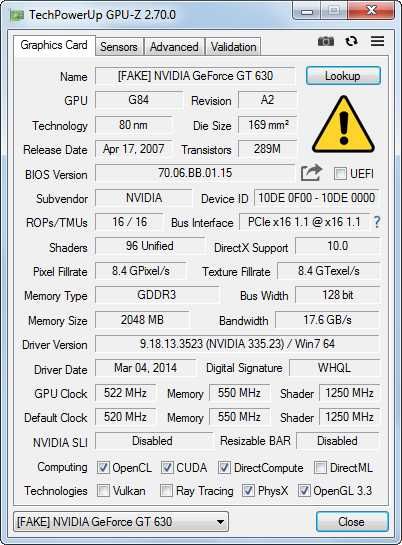 Nvidia Geforce GT 630.