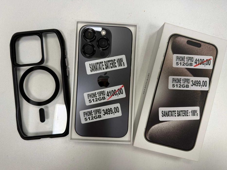 iPhone 15 Pro / 512 GB / Black Titanium / Sanatate baterie 100%