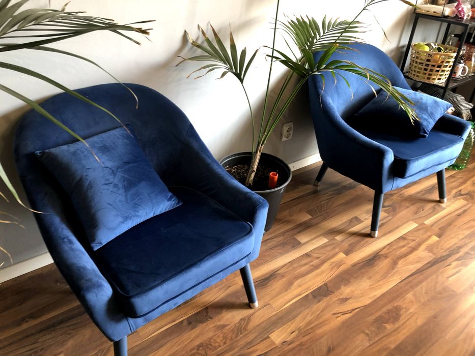 Vand fotolii albastre catifea