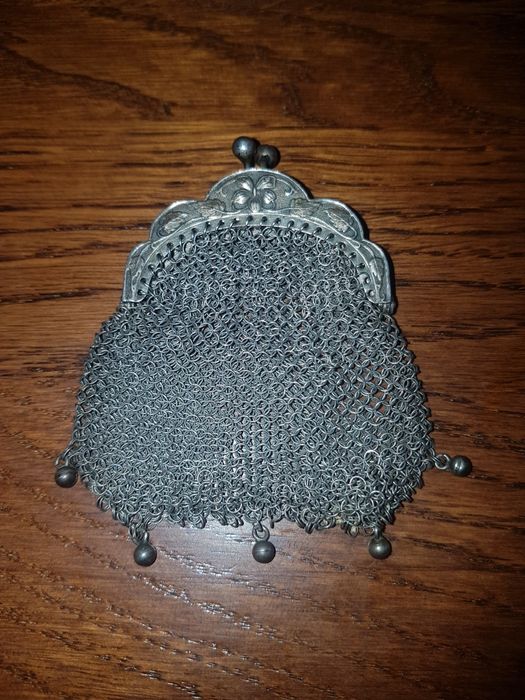 Poșeta monede,bani argint,vintage,Franta,sec 19,art deco