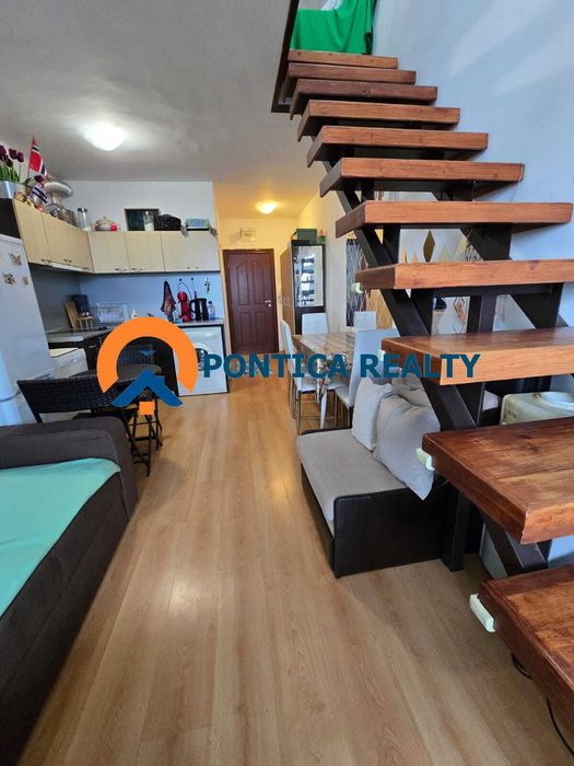 Мезонет с една спалня в комплекс с ниска такса в Слънчев Бряг