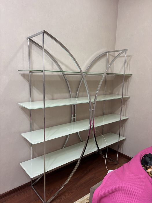 Стильная стеклянная этажерка / полка — отличное состояние