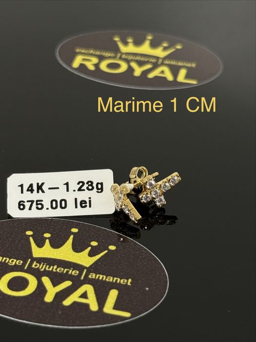 Bijuteria ROYAL : Cercei AUR 14K NOU  / 1.23 GR
