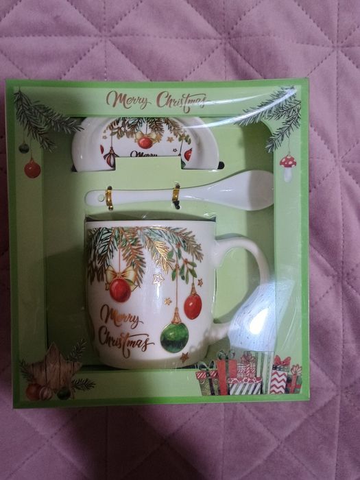 Керамична чаша с лъжичка и капаче