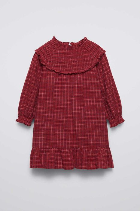 Детска рокля Zara червено каре размер 122