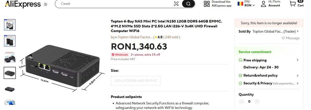 Mini PC Morefine M10s NAS Intel N150 12GB DDR5 64GB EMMC - Ideal pentru NAS sau Homelab