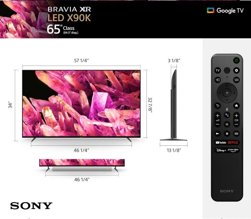 Televizor Sony LED 65X90K, 164 cm, Smart Google TV, 4K Ultra HD, 120Hz