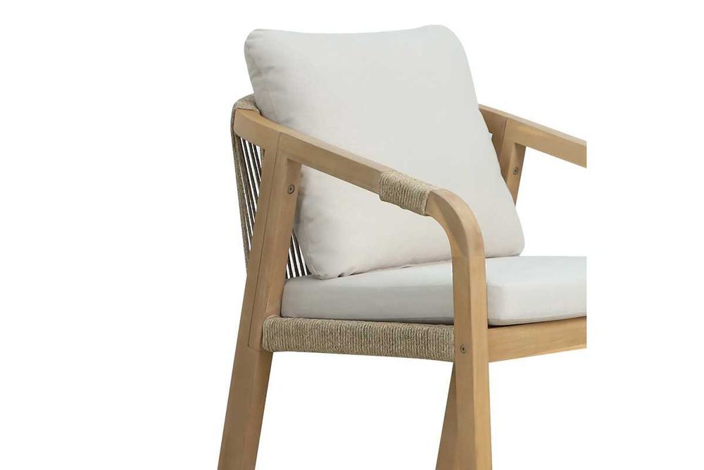 Стилен бар стол Puzzle-home Luciana, Акациев масив, Бежова възглавница