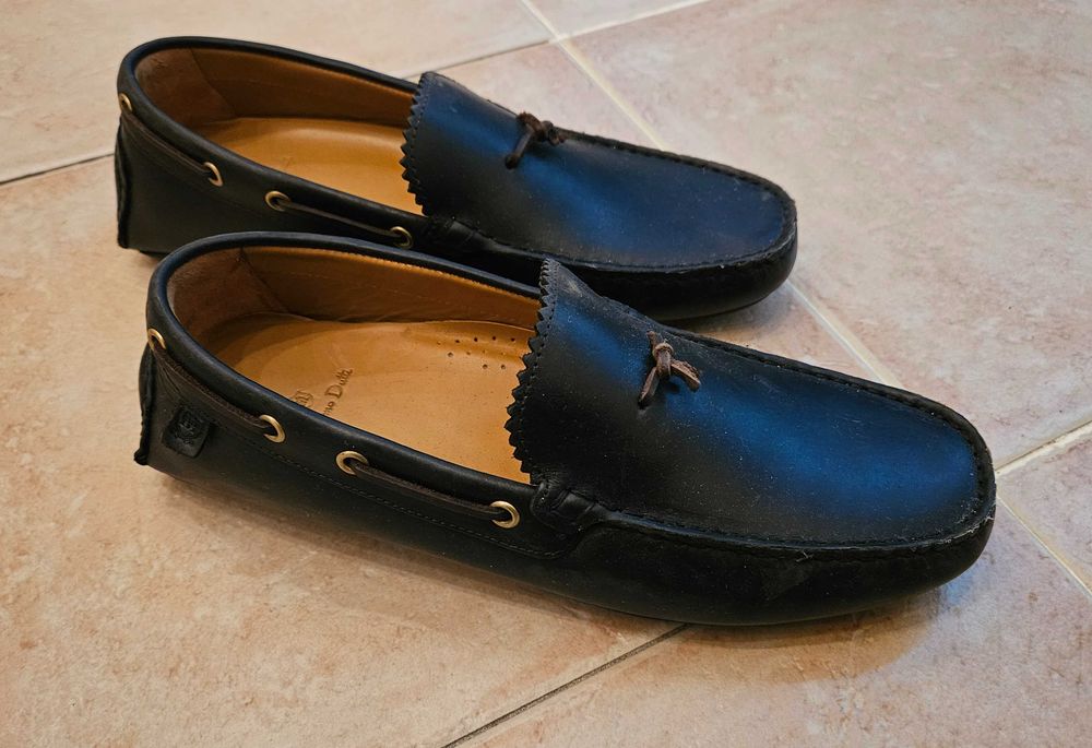 Massimo Dutti мъжки черни кожени мокасини нови