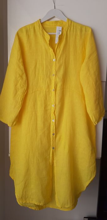 Rochie Puro Lino,din in 100%,noua galbena L