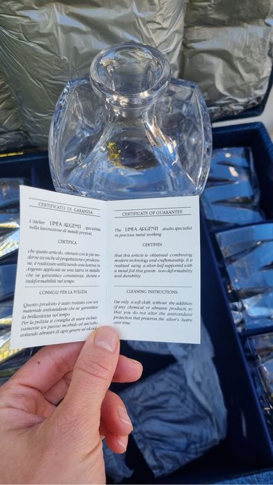 Set cadou whisky 7 piese cristal si argint Lightning Linea Argenti