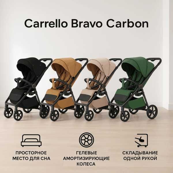 Прогулочная коляска Carrello Bravo Carbon, до 22 кг, 5 цветов