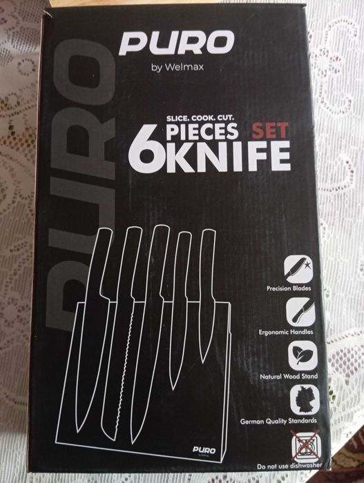 Комплект 6 ножа и магнитна дъска за рязане Puro by Welmax