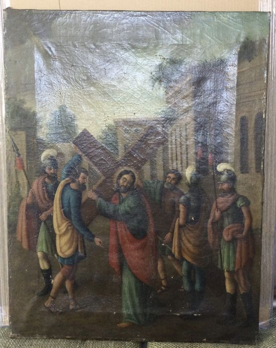 Продавам огромна картина масло върху платно 18 век Витлеемска сцена