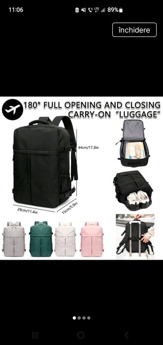 Rucsac nou pt avion pe verde