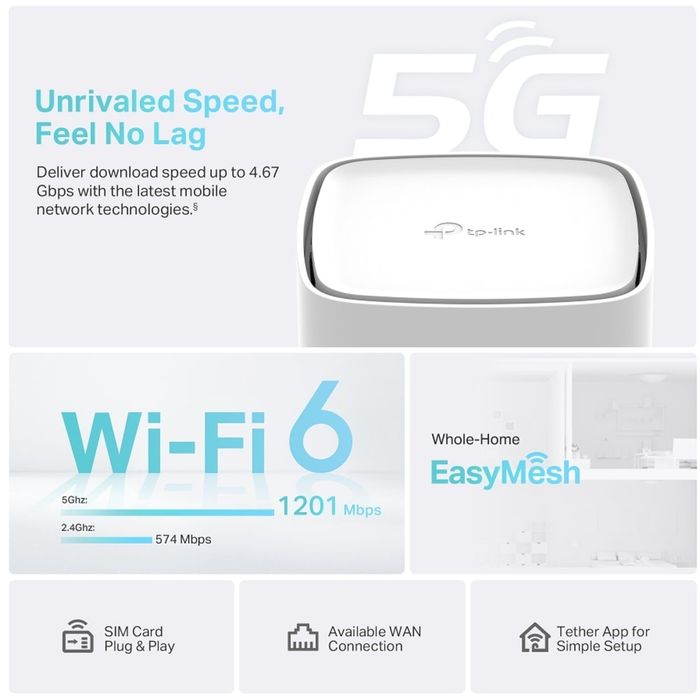 Router Wireless TP-Link Archer NX200, 5G cu slot de SIM, AX1800, dual-band, Wi-Fi 6, Gigabit  - Garantie emag 11 2028
