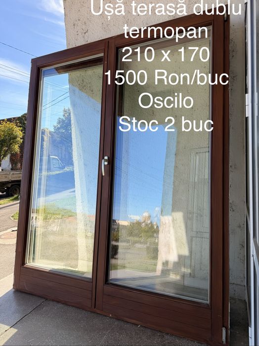 Usi de terasa 2 canate dublu termopan lemn(2 buc)