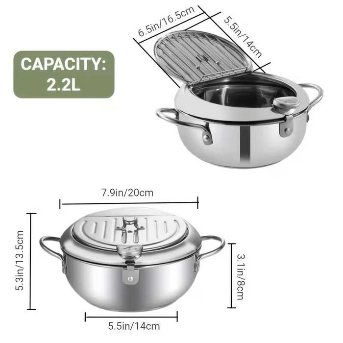 Фритюрна тенджера с термометър и система за отцеждане на масло