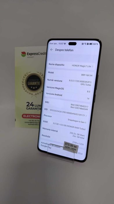 (AG 35) Telefon Honor Magic 7 Lite B.34291 / 870 lei/ Garantie 2 ani