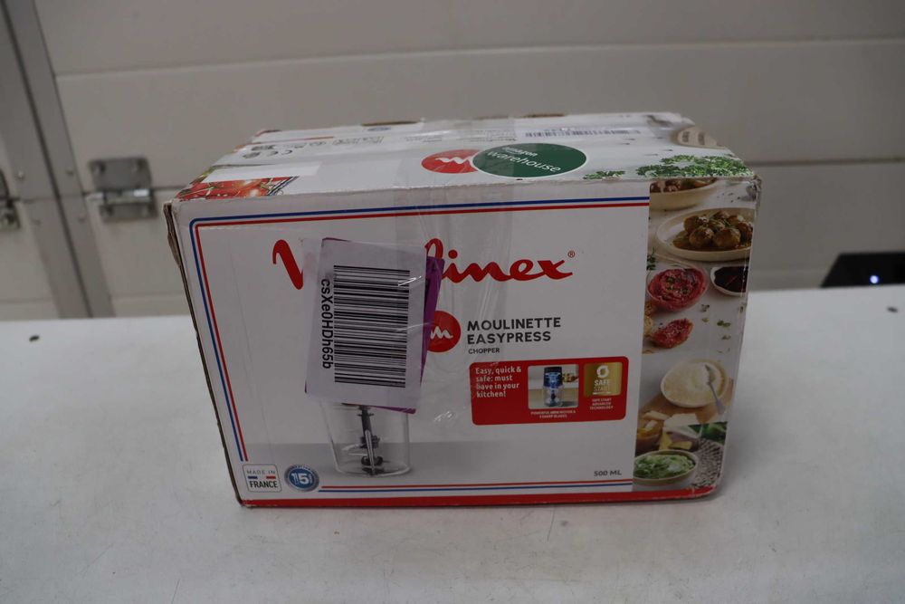 Електрическа чопърка Moulinex Easy Press AT740H с мощен 600W мотор, 4 остри ножа от неръждаема стомана, капацитет 500 мл, лек ДЕФЕКТ!