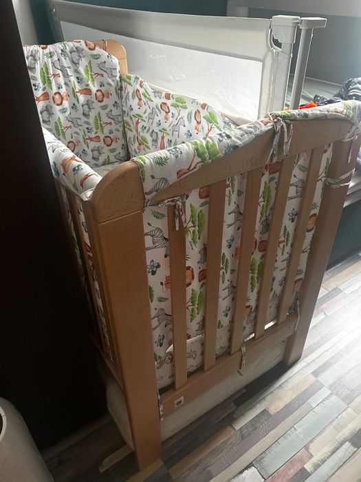 Pătuț YappyKids YappyLull 120x60 cm din lemn de fag + 2 saltele | Folosit doar 6 L