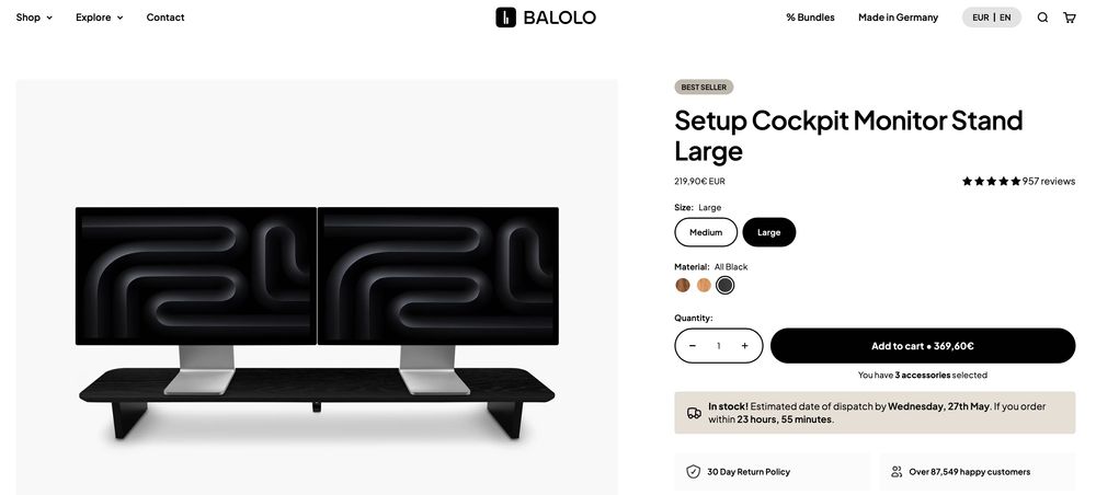 Stand monitor Balolo - Lemn negru - Large