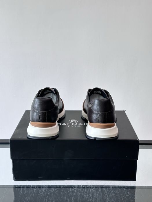 Balmain Monogram Runner Sneaker "Dark Brown Leather"