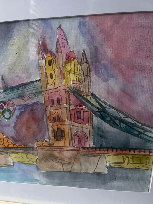 Оригинална акварелна картина Tower Bridge – рамка 30×40 см.
