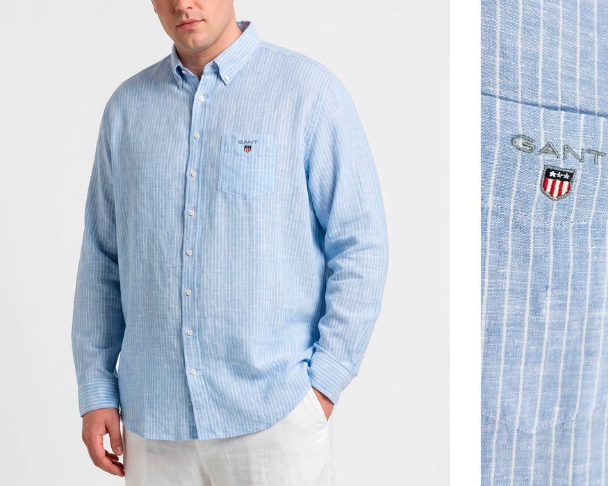 GANT 100% Ленена Оригинална мъжка синя риза размер 3XL / XXXL
