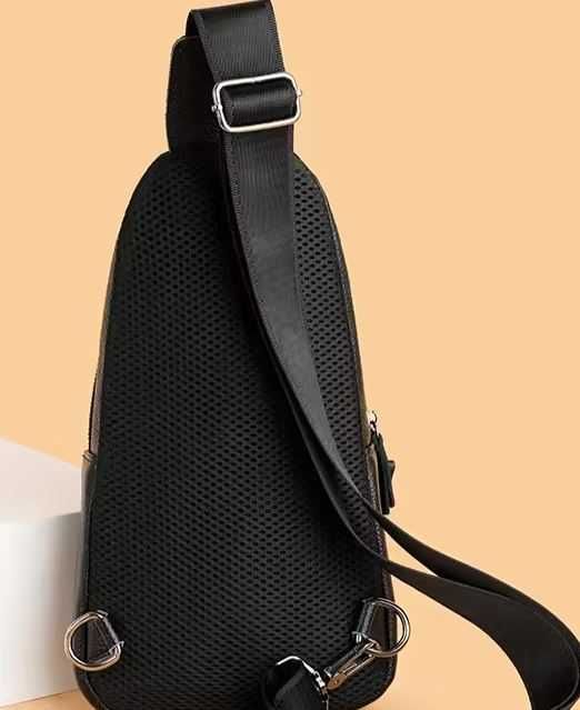 Geantă sling bărbătească din piele naturală – model sport-elegant