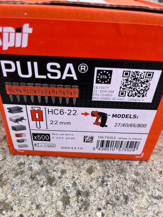 Пирони с газ SPIT PULSA – 15мм / 22мм / 32мм – комплект с газ