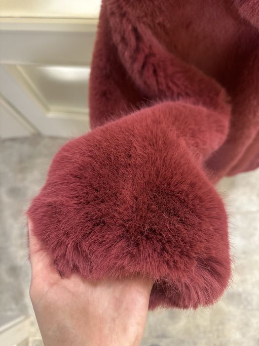 Розово палто с косъм